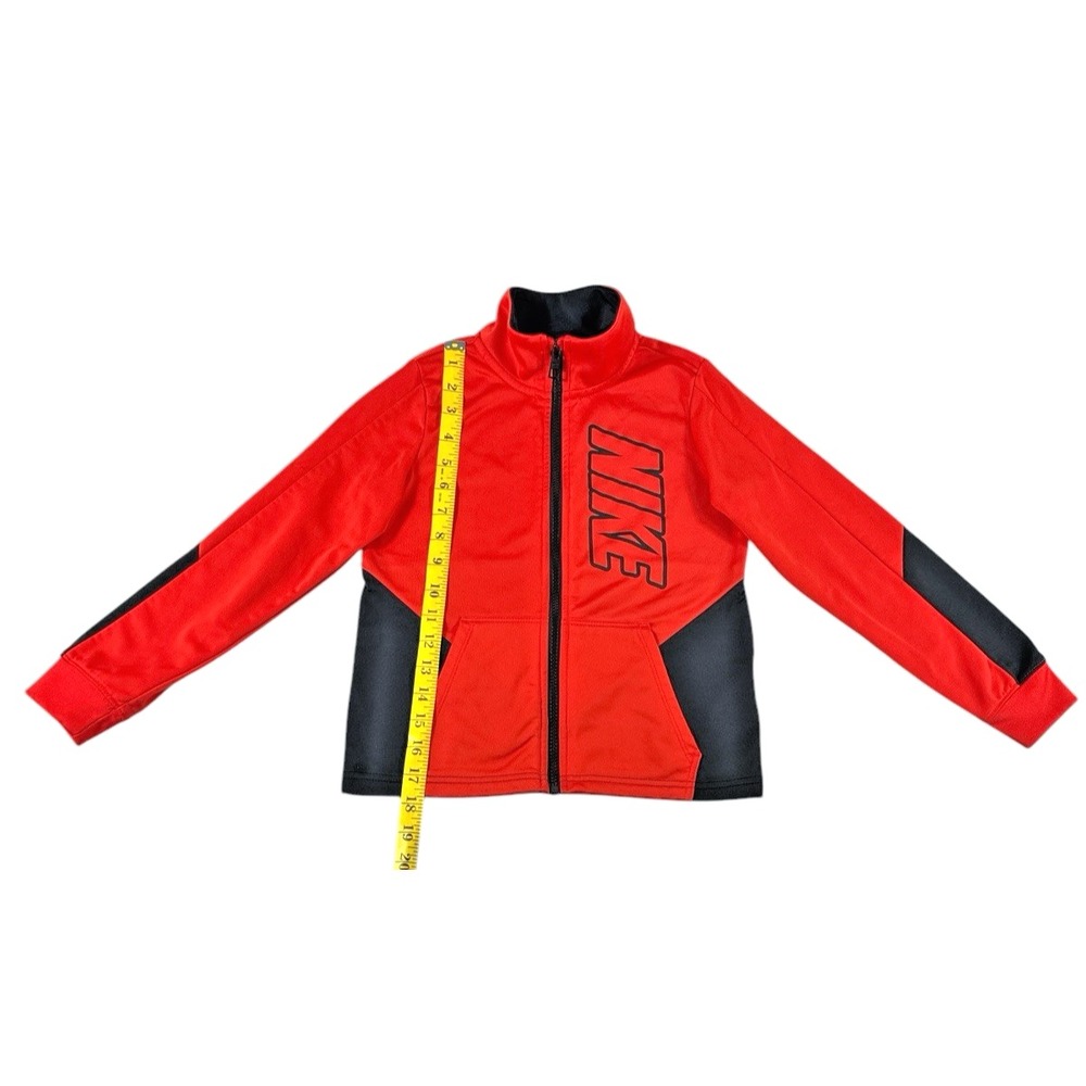 Nike Boy's Track Jacket with Iconic Logo - Red/Black, Full-Zip, Size 7/L - Picture 4 of 12